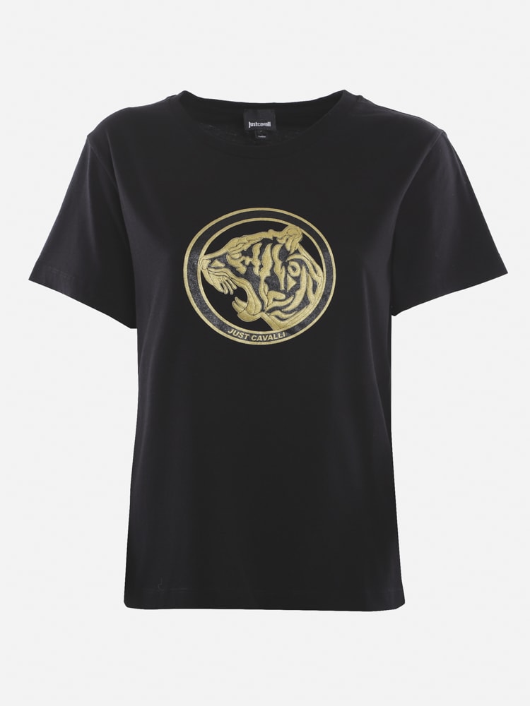 Just Cavalli Cotton T-shirt With Contrasting Logo Print