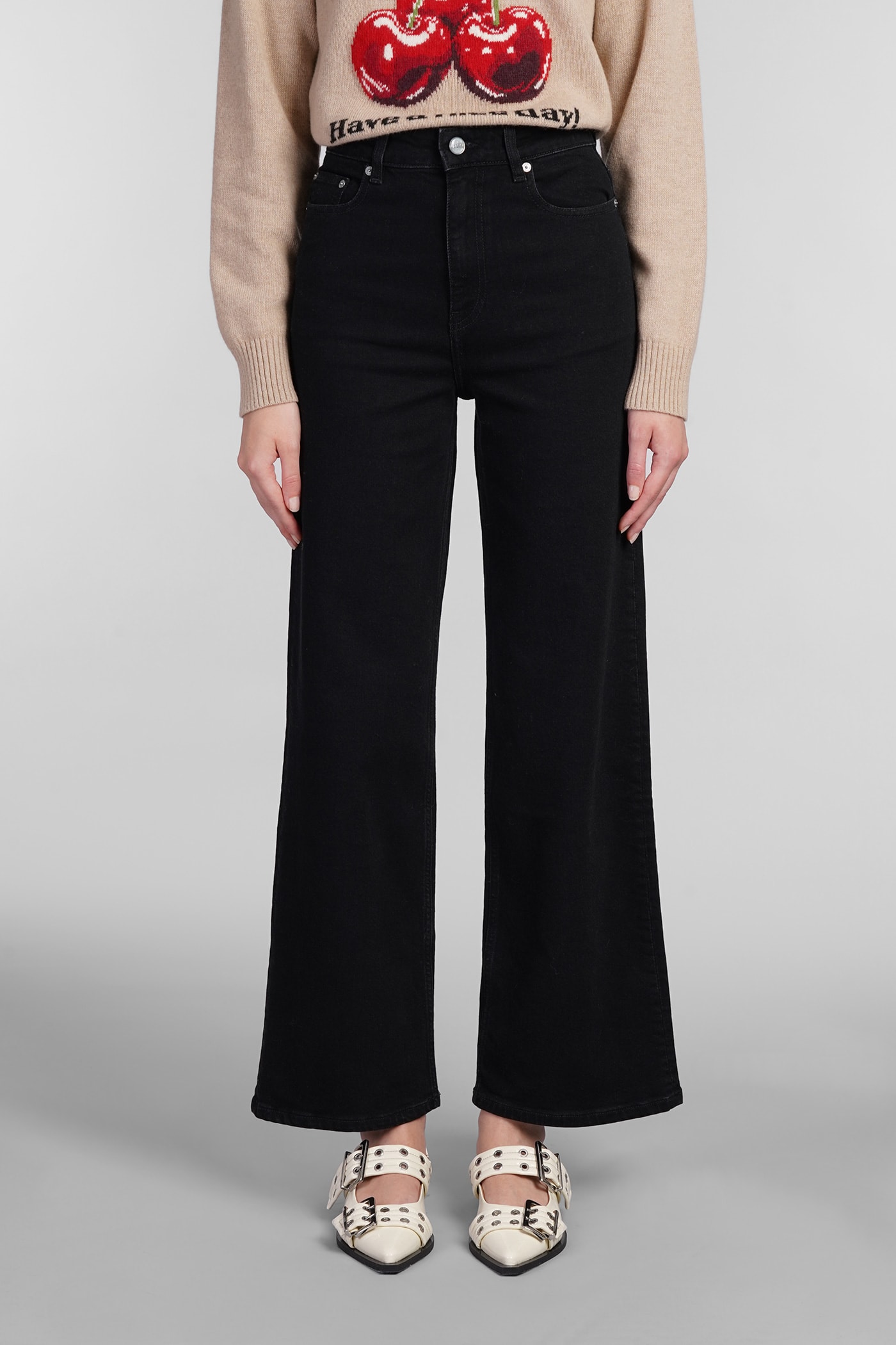 Shop Ganni Andi Jeans In Black Cotton