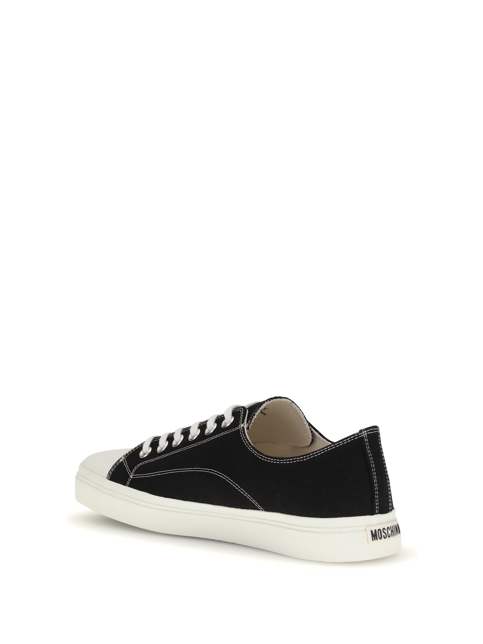 Moschino Lace-up Canvas Sneakers In Black