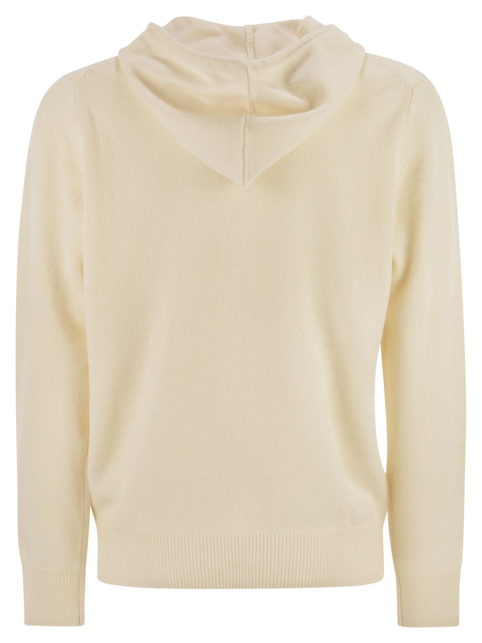 Mc2 Saint Barth Wool Cardigan With Zip In White