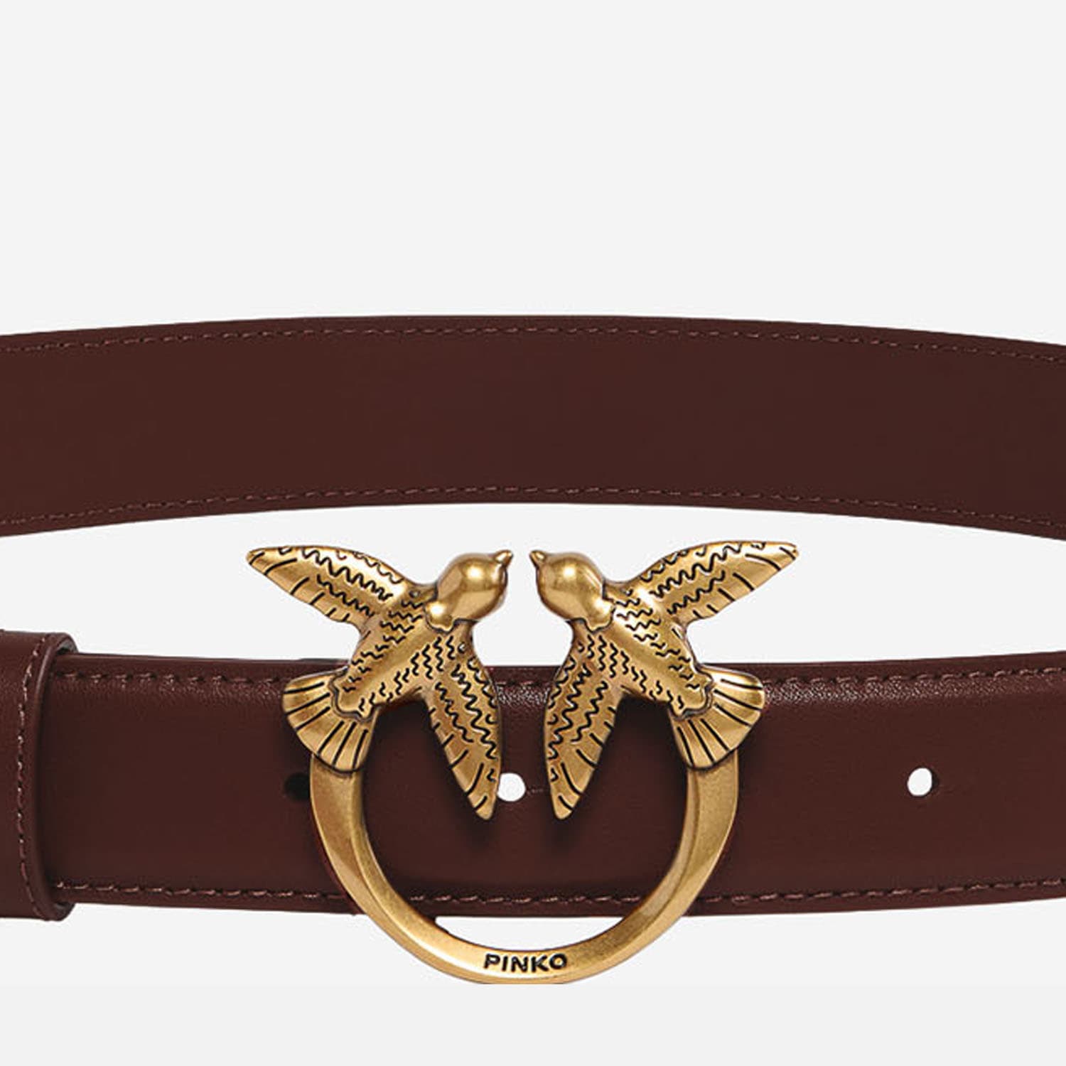 Pinko Leather Belt With Logo In Brown