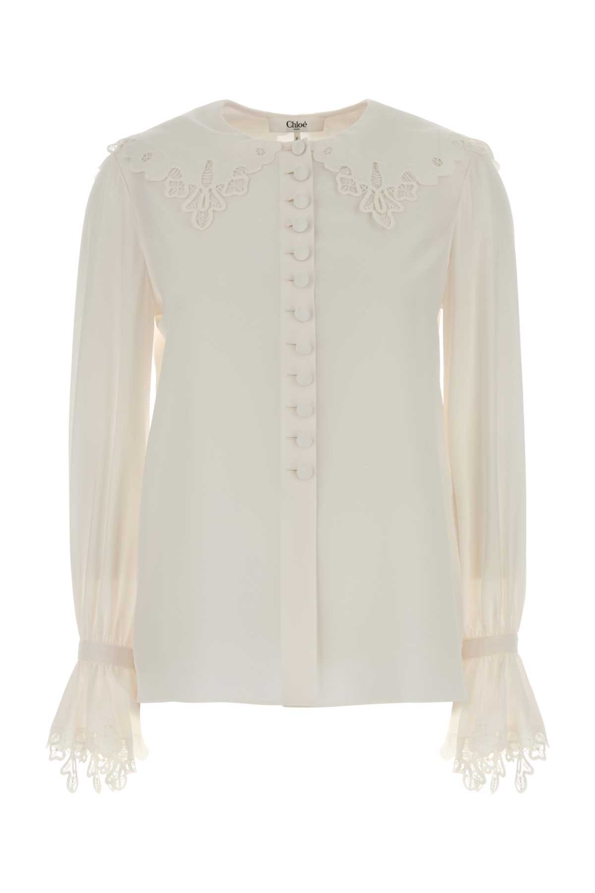 Chloé White Crepe Blouse