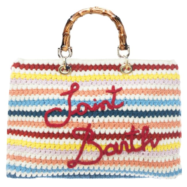 MC2 Saint Barth Multicolor Crochet Bag With Embroidered Writing