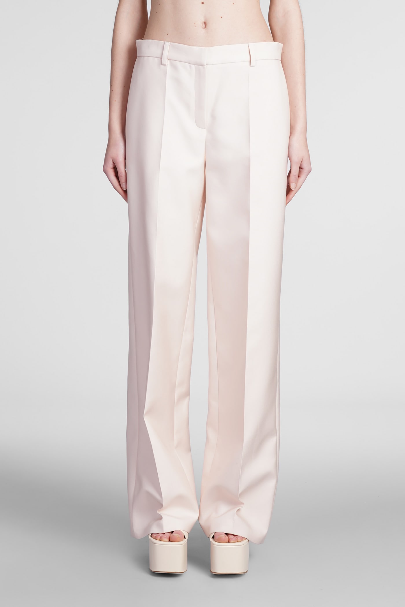 Magda Butrym Low Waist Wide Leg Silk Twill Pants In Rose-pink