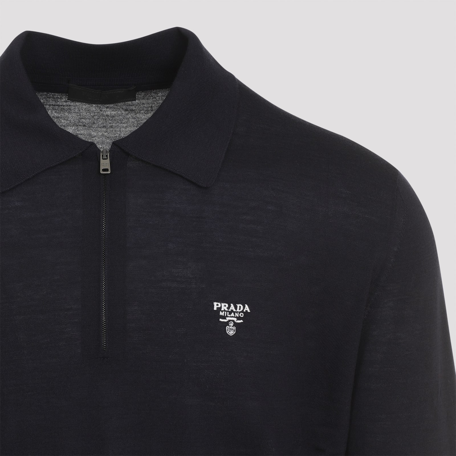 Shop Prada Wool Polo In Blue