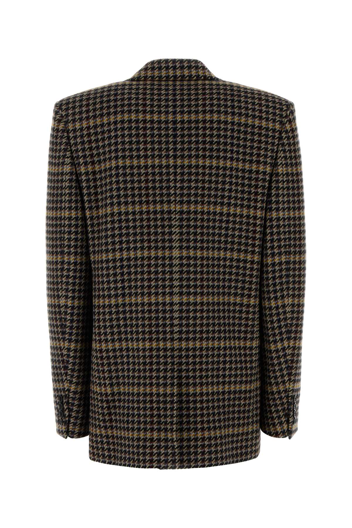 Saint Laurent Embroidered Wool Blazer In Multi