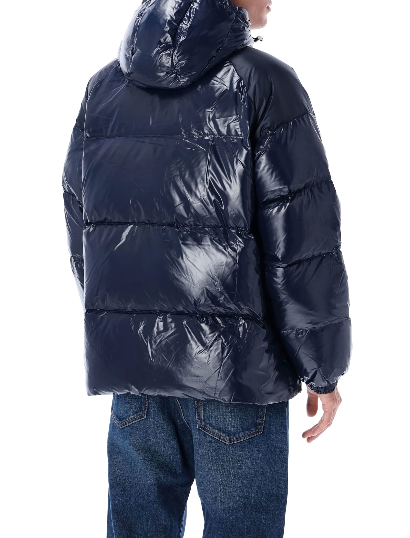 Pyrenex Hooded Polyamide Jacket With Fitted Silhouette In Blue