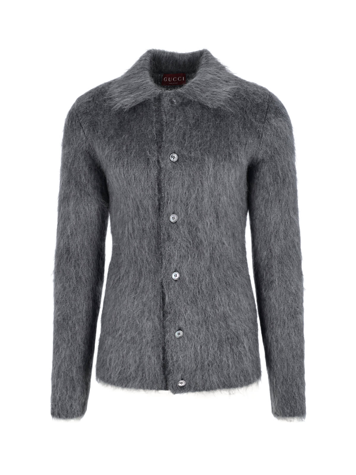 Gucci Mohair Blend Cardigan In Gray