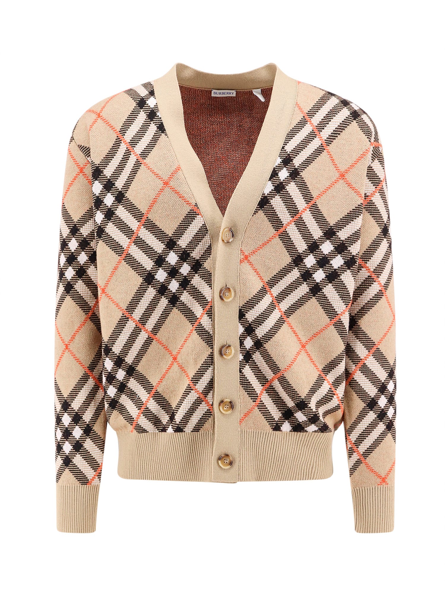 Shop Burberry Cardigan In Sand Ip Check