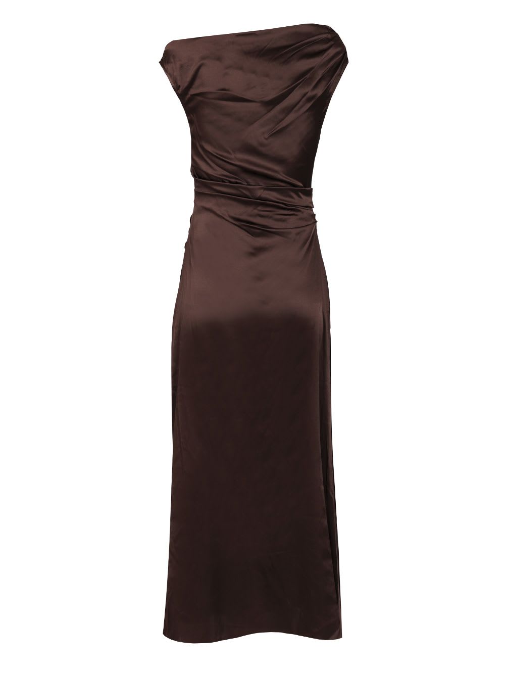 Staud Phare Silk-blend Satin Cocktail Dress In Brown