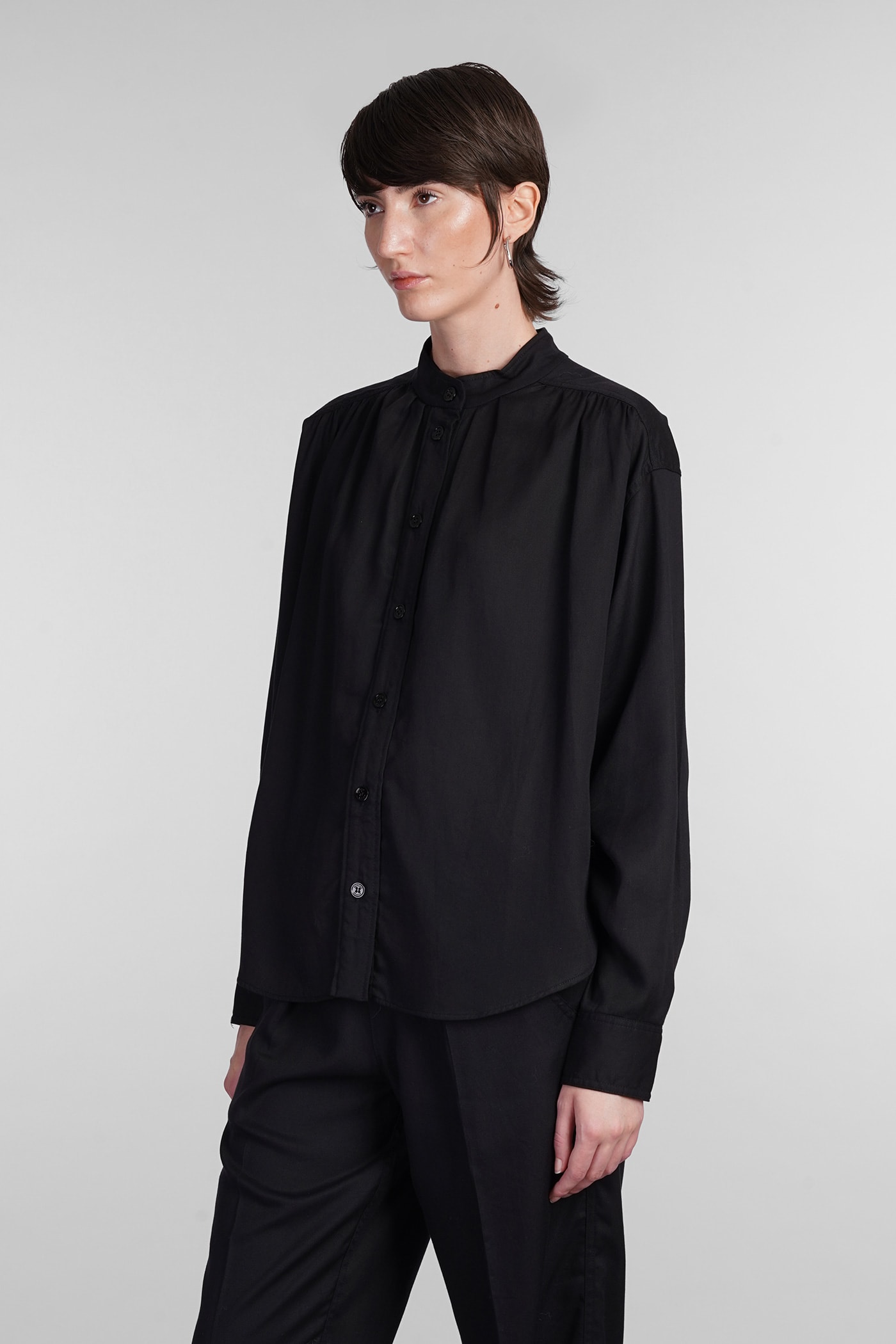 Isabel Marant Étoile Violeta Shirt In Black Wool And Polyester In Bk