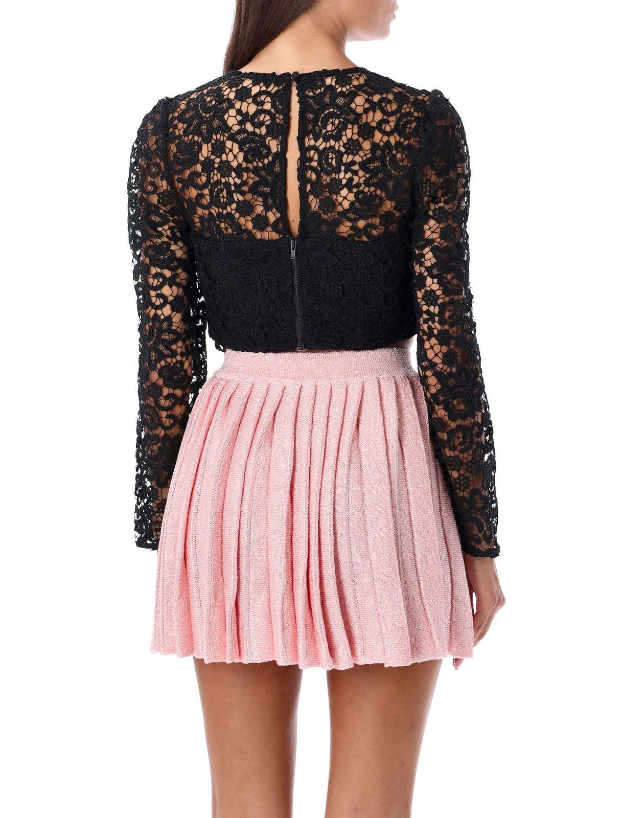 Shop Self-portrait Cord Laced Cropped Top