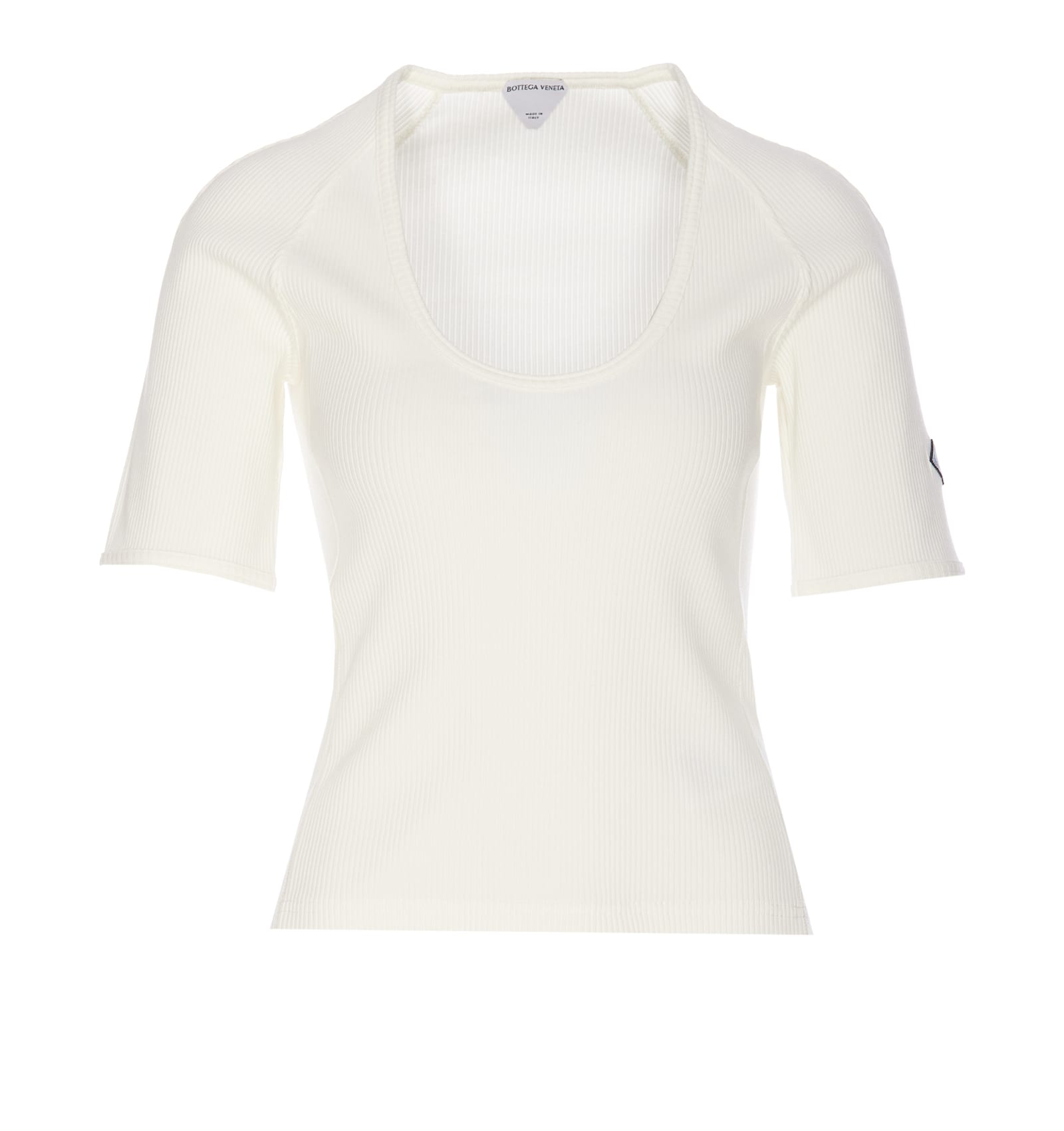 Shop Bottega Veneta Cotton Rib Jersey Top In White