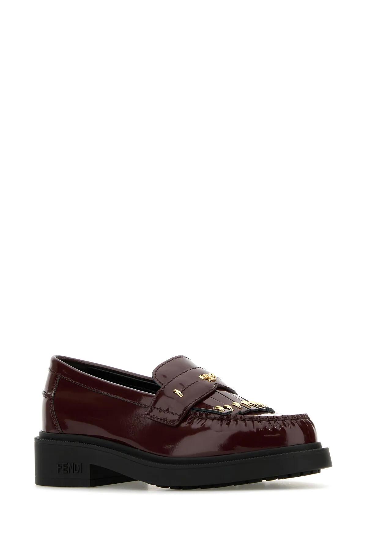 Shop Fendi Brown Leather Filo Loafers