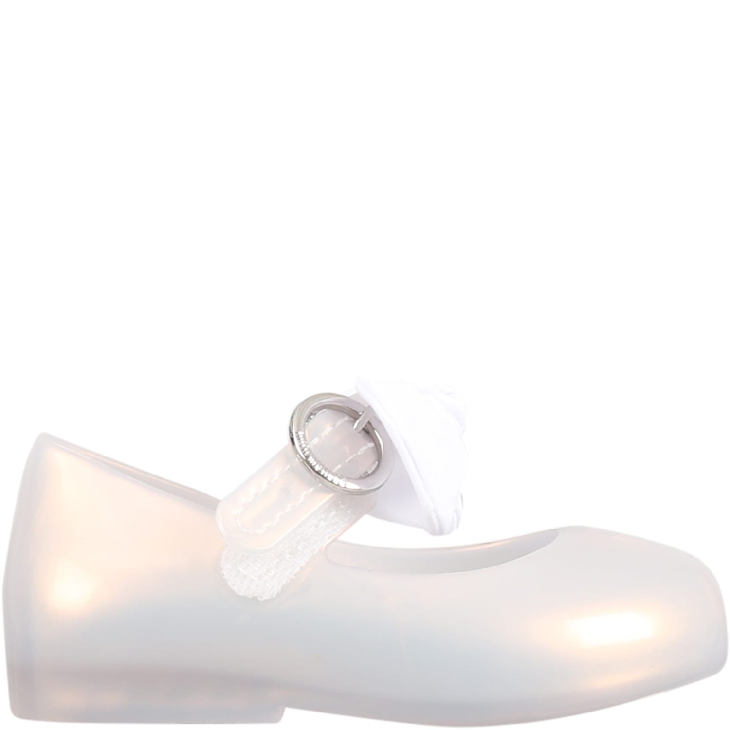 Melissa White Ballerina Flats For Girl With Bow