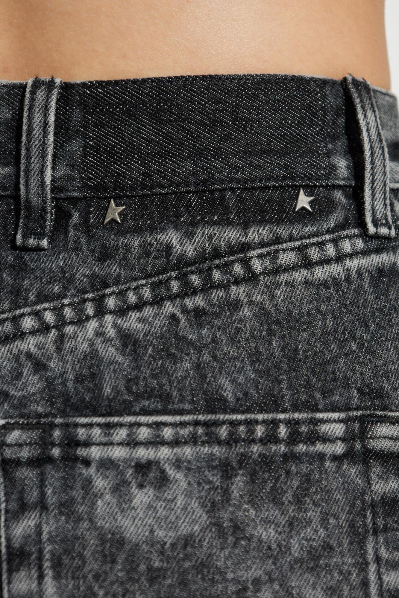 Golden Goose Straight Jeans With Floral Motif In Gray
