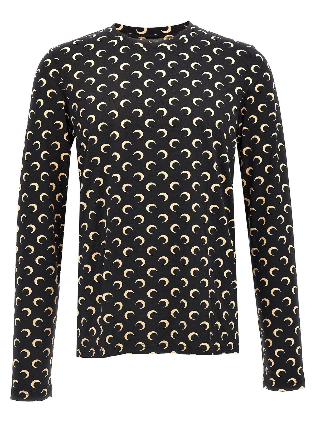 Shop Marine Serre Moon Printed Long-sleeved T-shirt