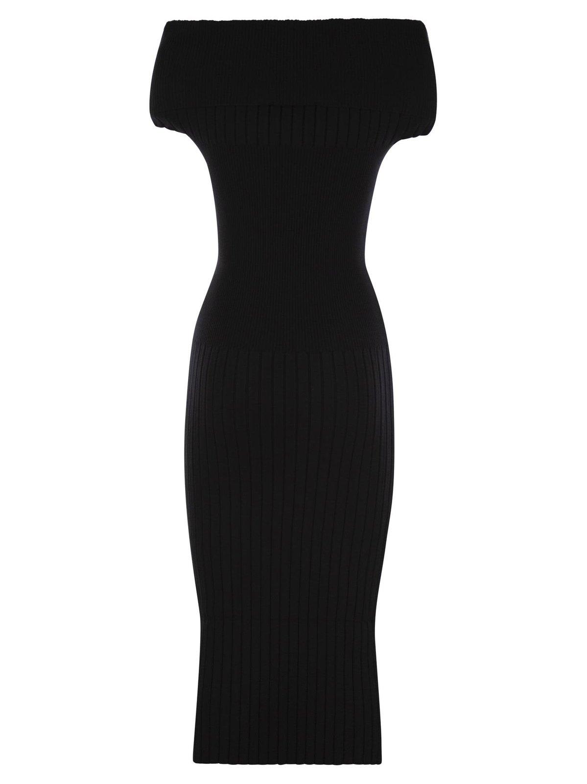 Shop Sportmax Off-shoulder Midi Dress In Black