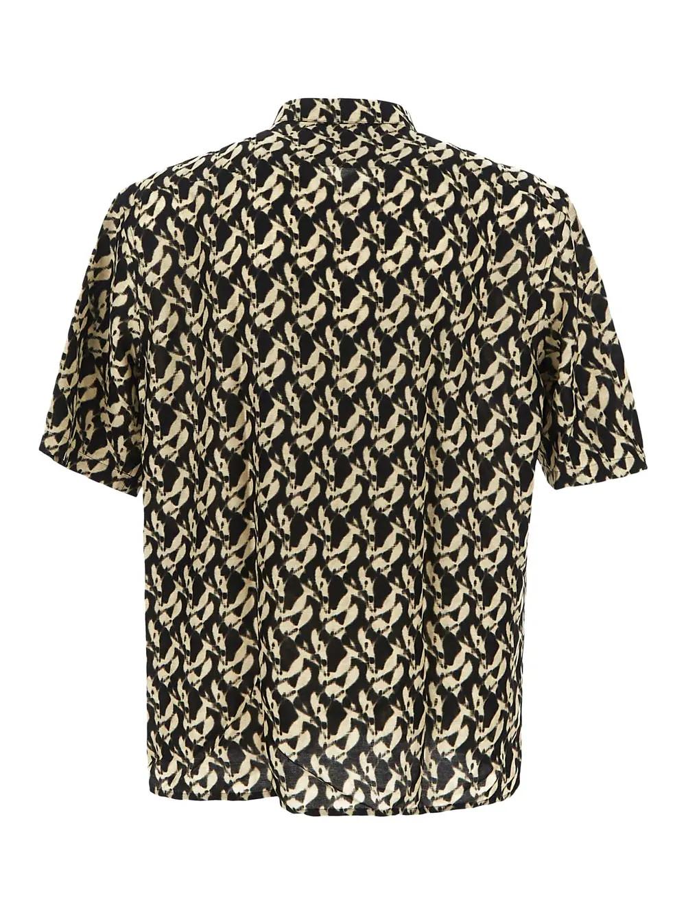 Shop Saint Laurent Short-sleeved Printed Shirt In Black