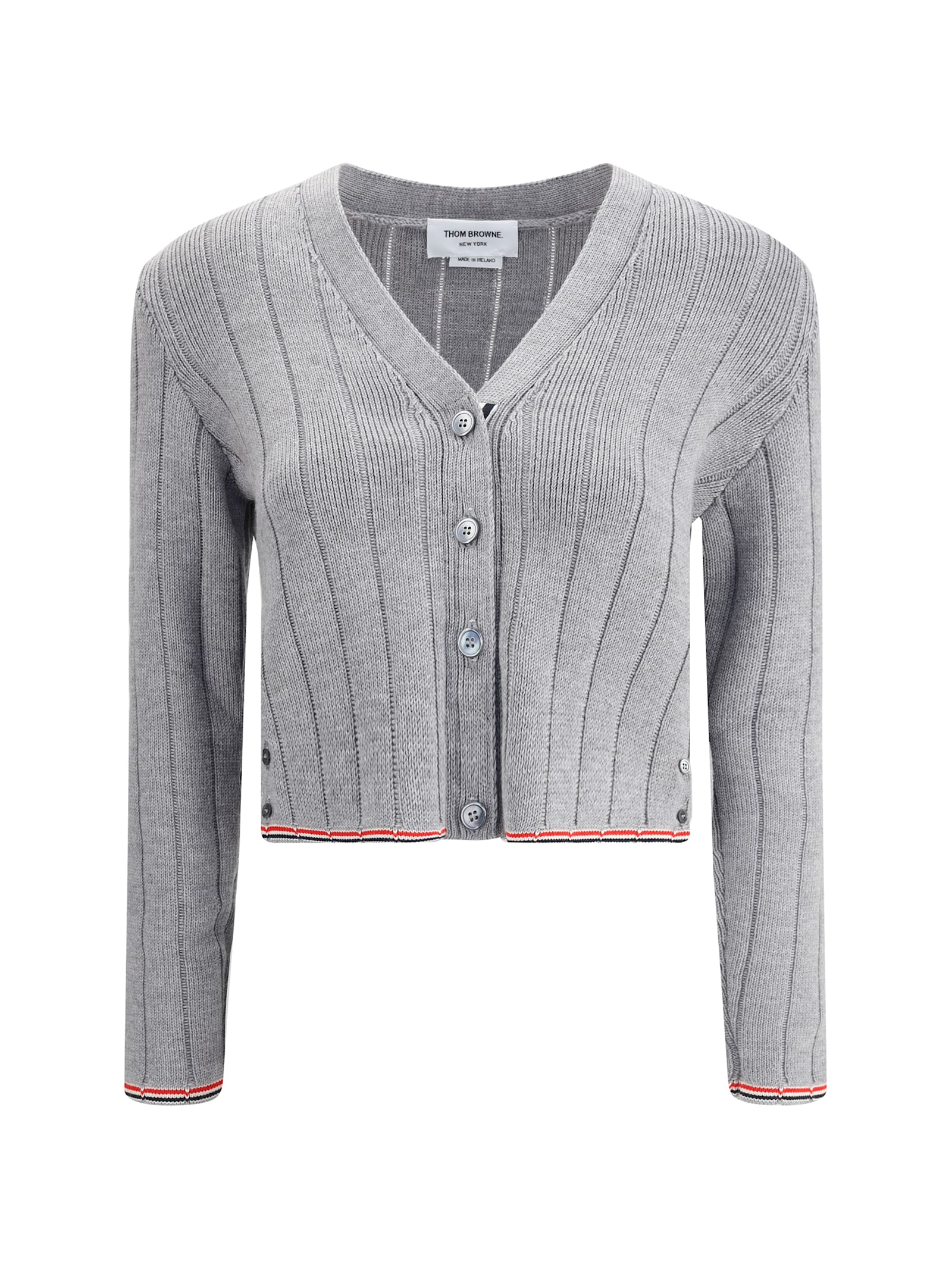 Ladder Full Needle Rib Stitch V Neck Car