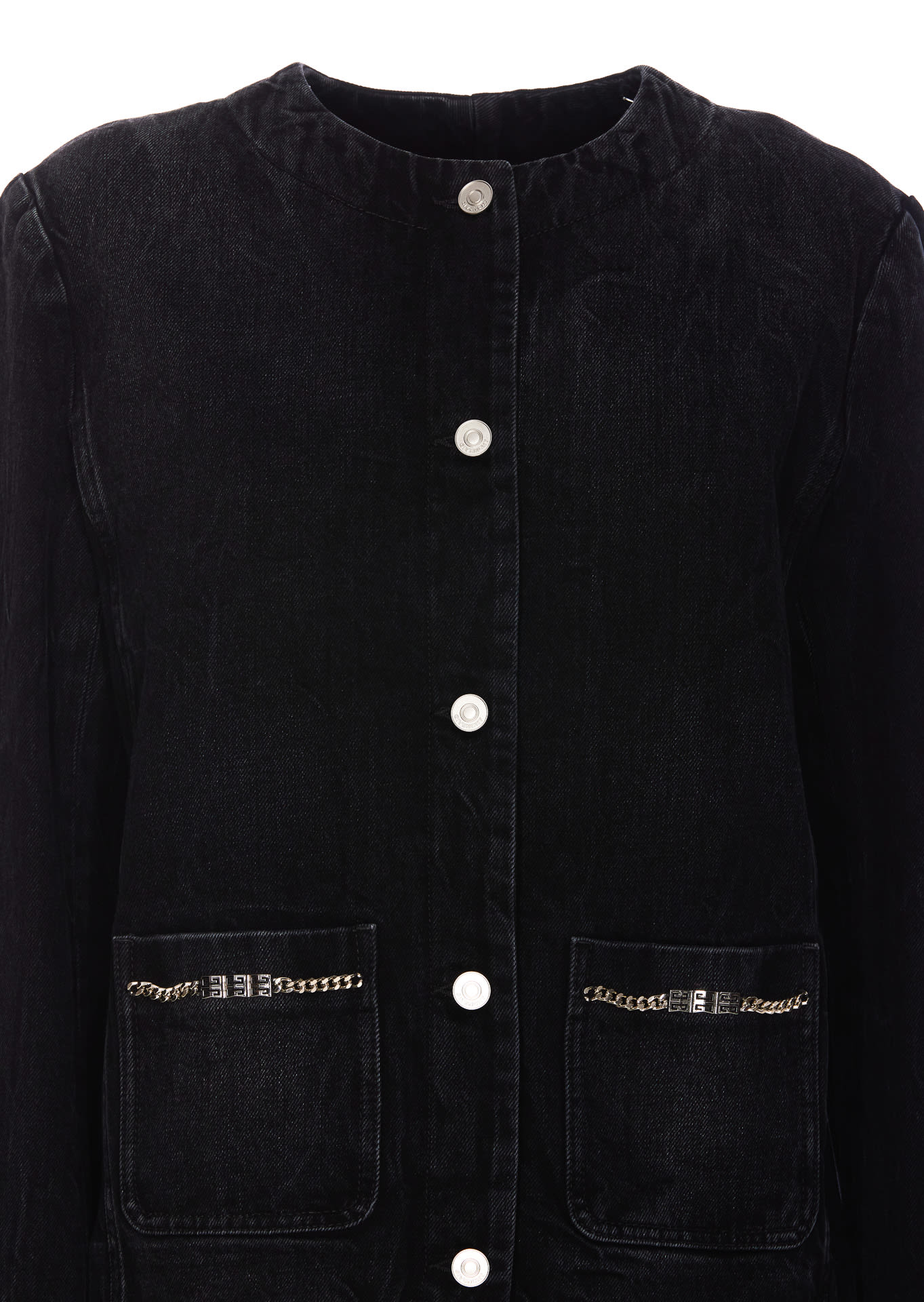 Shop Givenchy Denim Jacket With 4g Chains In Black