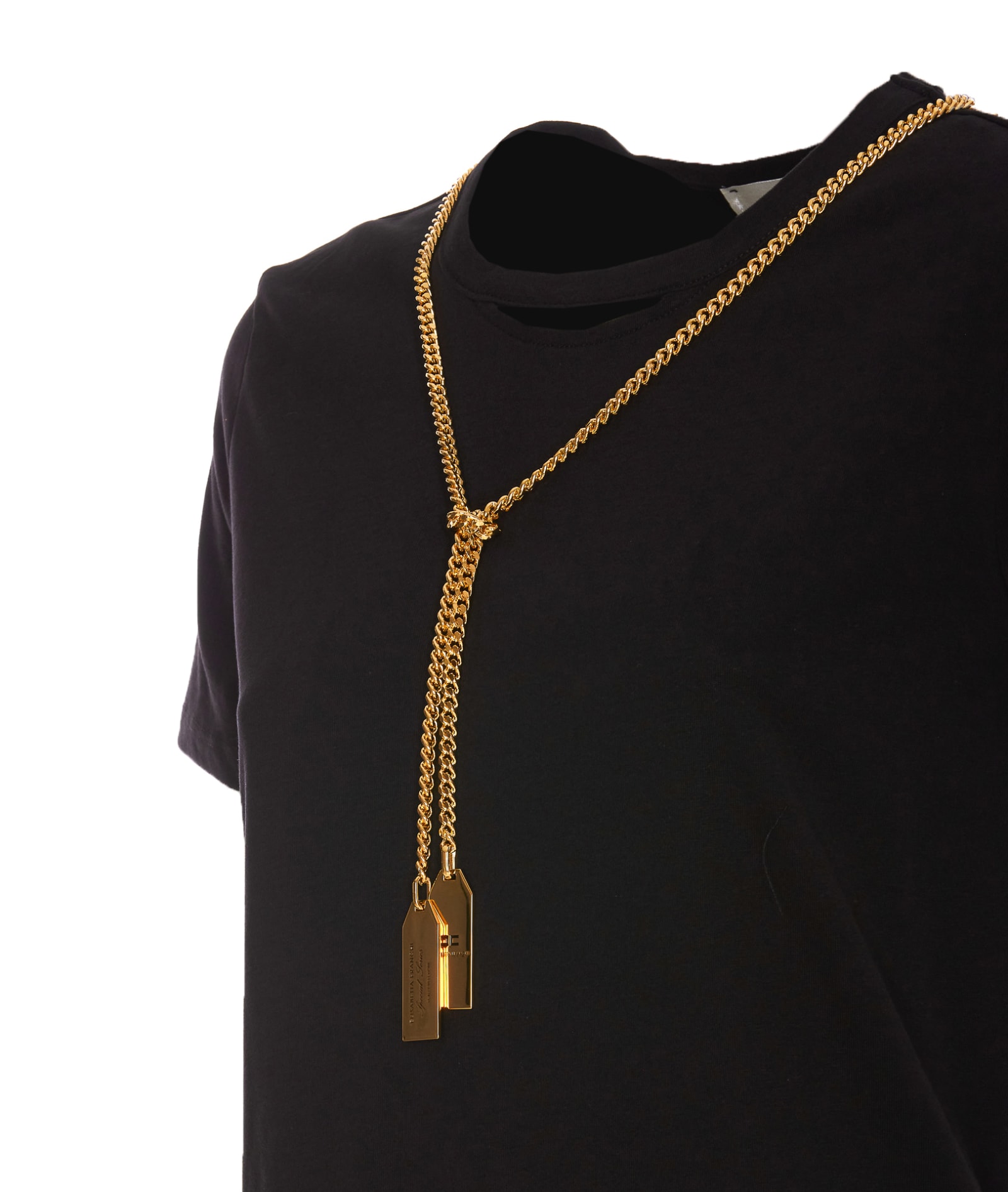 Shop Elisabetta Franchi Jersey T-shirt With Necklace In Black