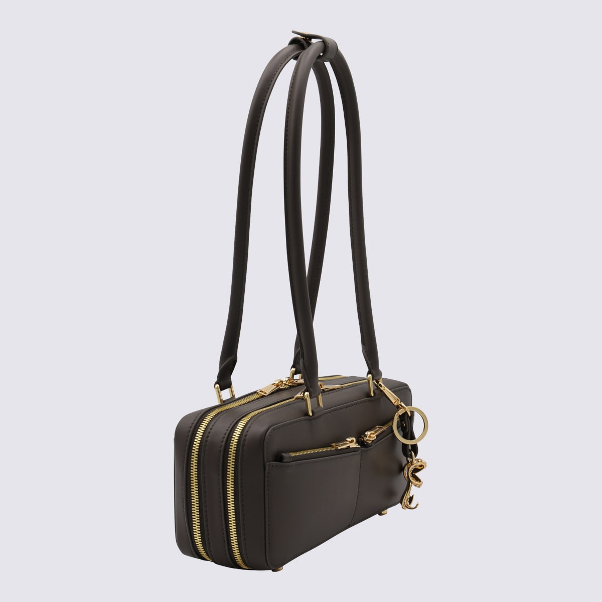 Self-portrait Leather Shoulder Bag W/ Key Holder In Brown