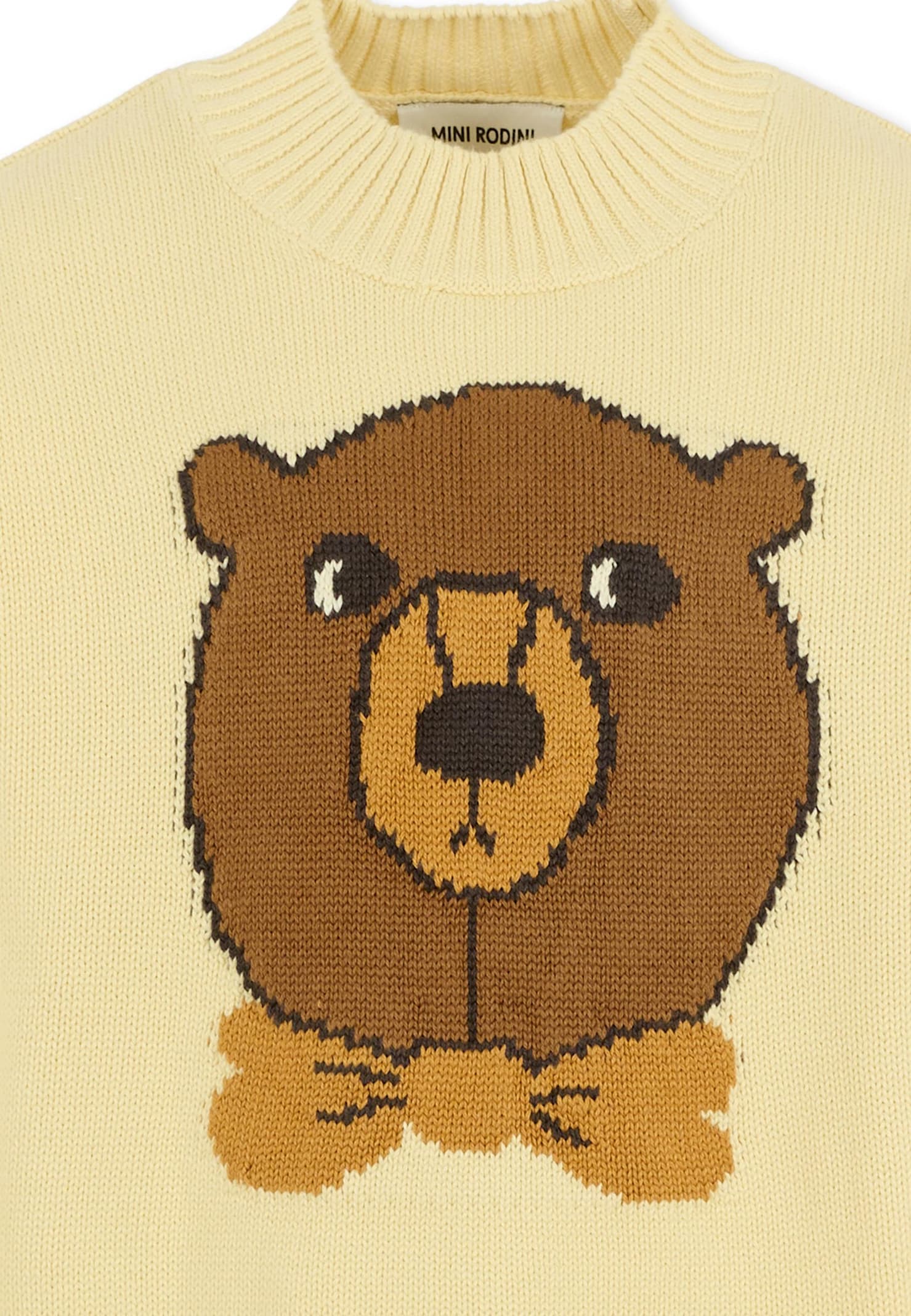 Mini Rodini Beige Sweater For Kids With Bear In Neutral