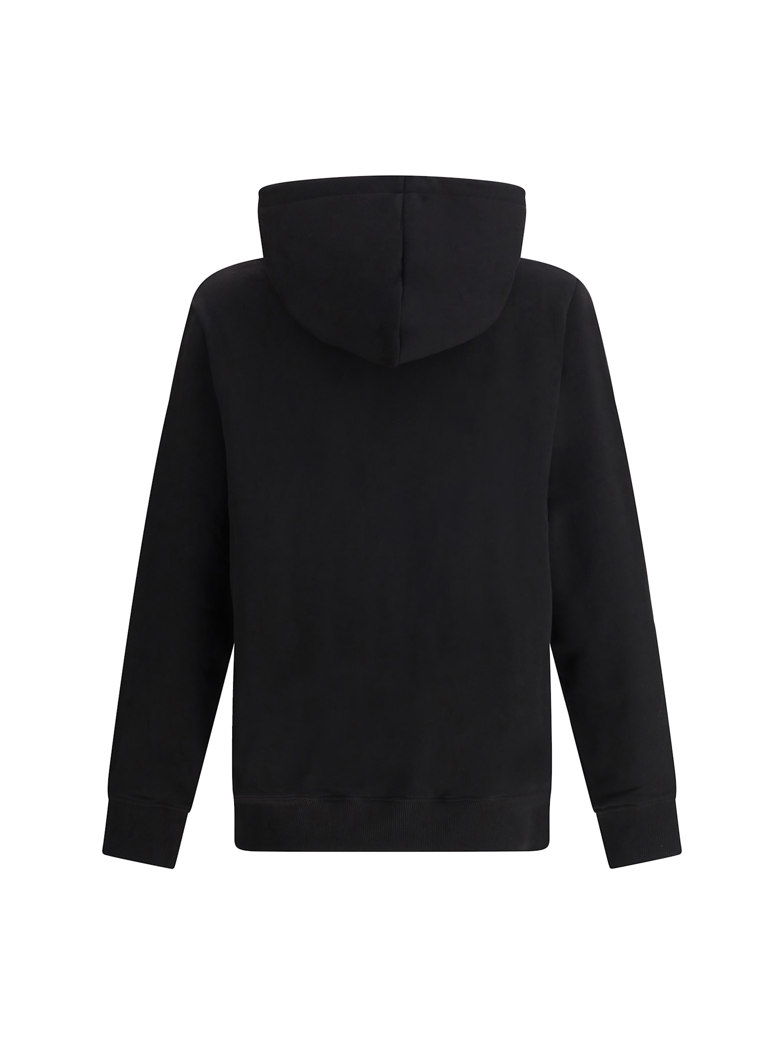 Balmain Cotton Hoodie With Embossed Velvet Logo In Noir/noir