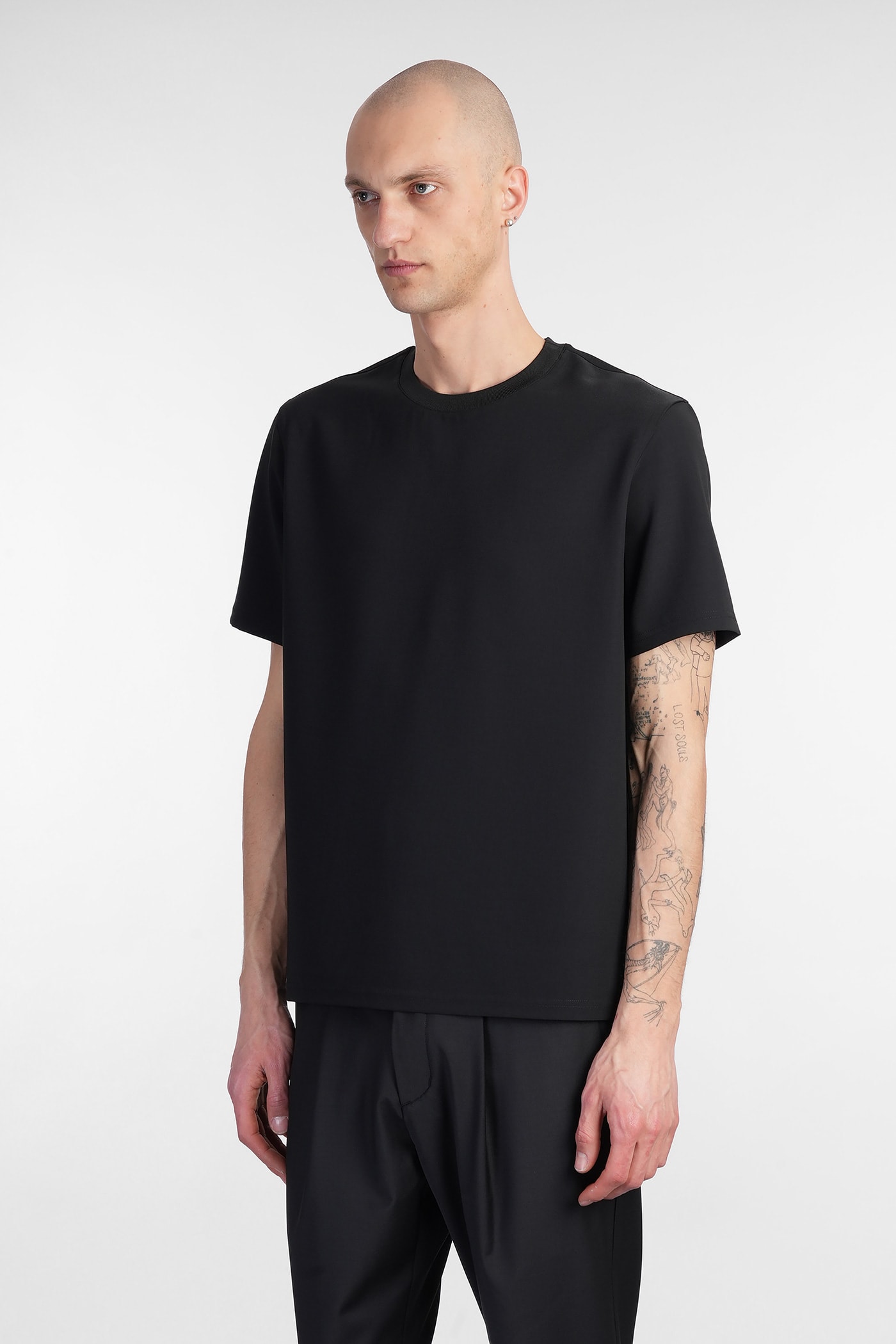 Attachment Black Crewneck T-shirt In Black