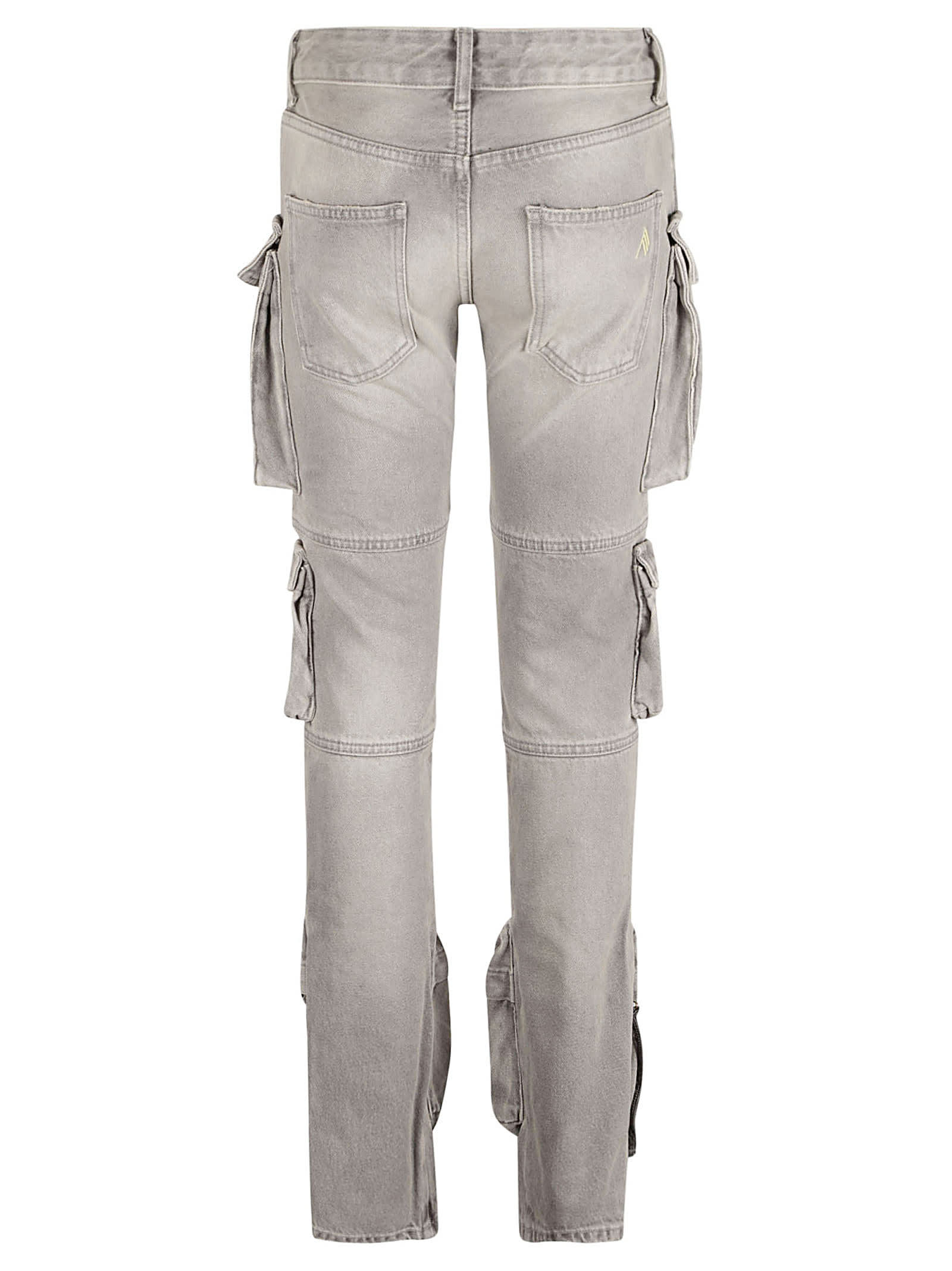 Shop Attico Stonewashed Cargo Jeans In Grey