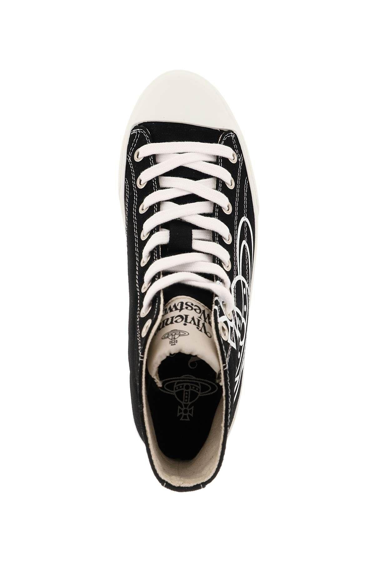 Shop Vivienne Westwood Plimsoll High Top Canvas Sneakers In Nero
