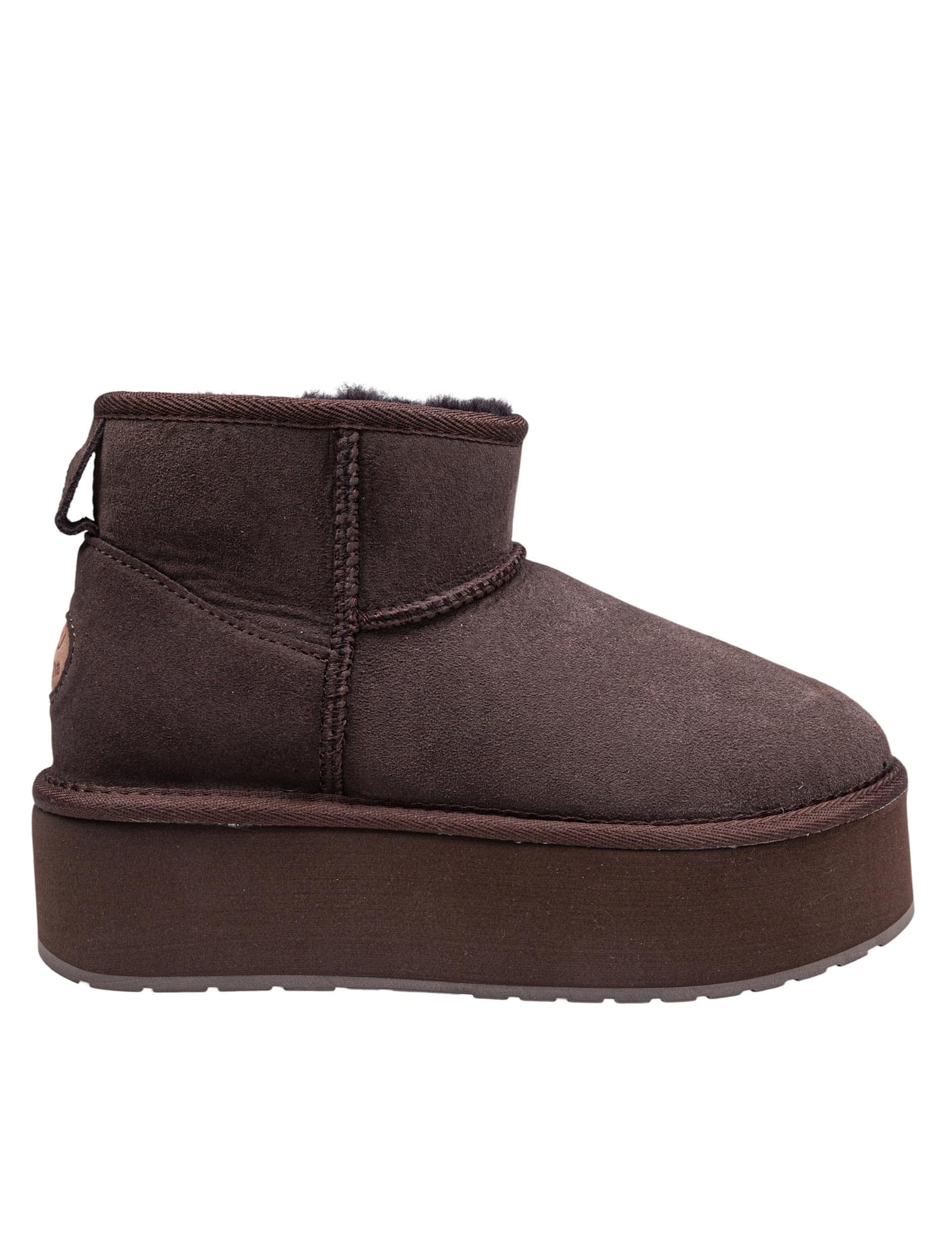 Stinger Micro Flatform Suede Boot In Chocolate Color