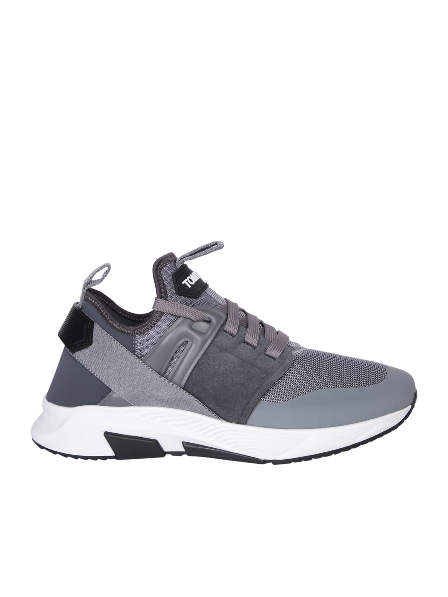 Tom Ford Mens Grey Jago Logo-patch Leather And Shell Low-top Trainers In Grey