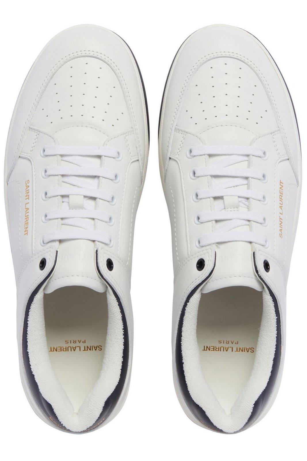 Shop Saint Laurent Sl/61 Lace-up Sneakers In Bianco