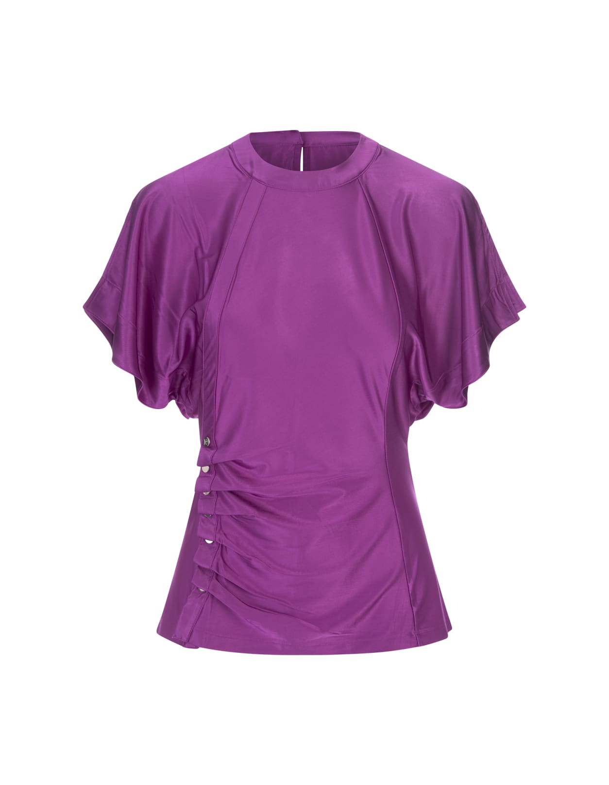 RABANNE PURPLE TOP WITH DRAPING AND BUTTONS