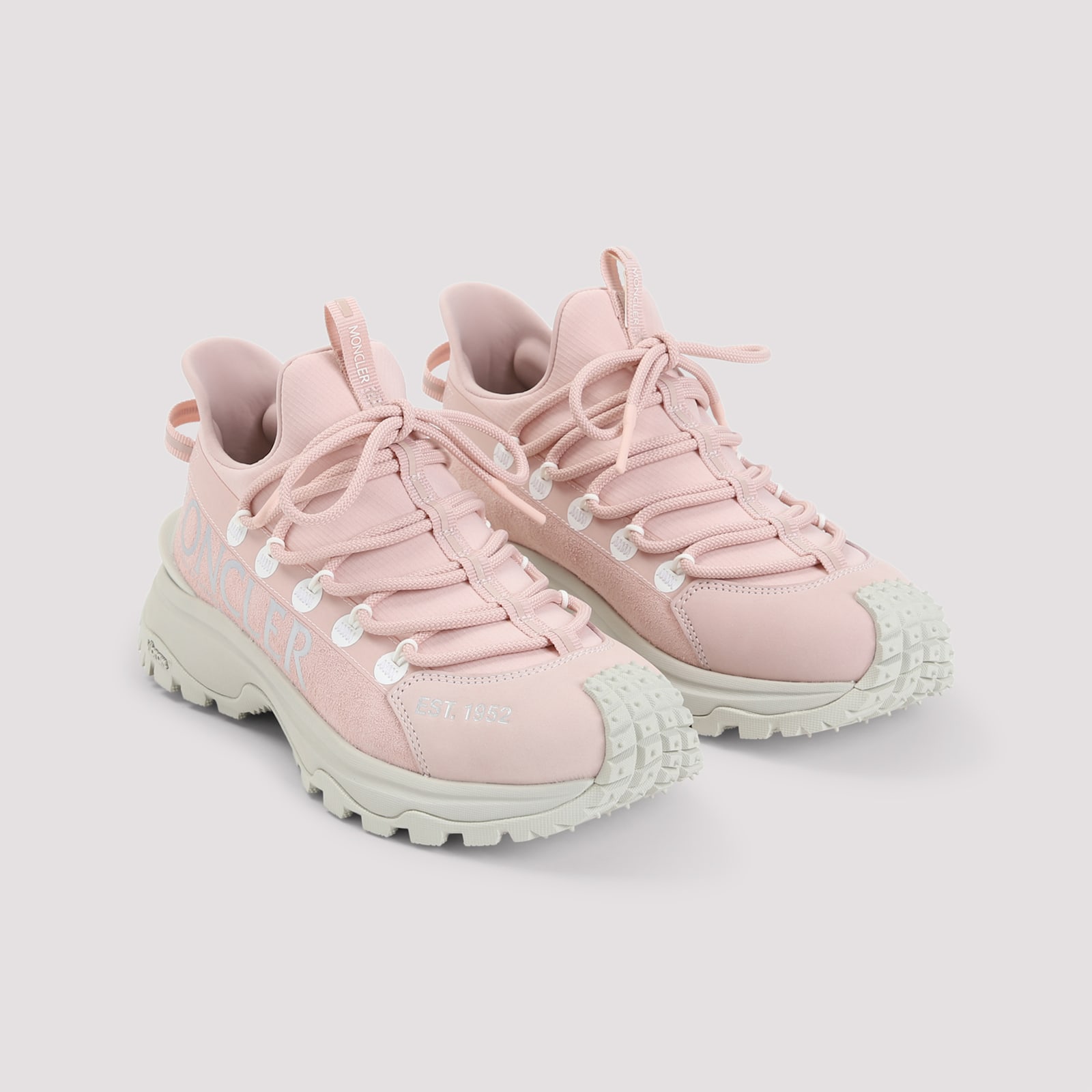 Moncler Trailgrip Lite2 Sneakers With Rugged Sole And Distinctive Logo In Pastel Pink