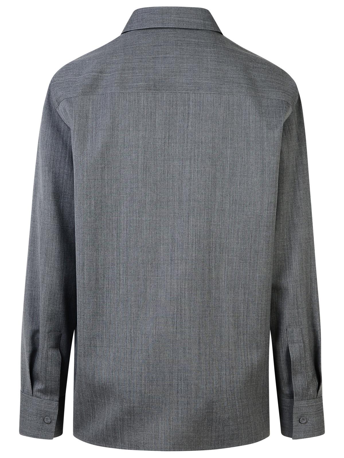 Shop Jil Sander Grey Wool Shirt