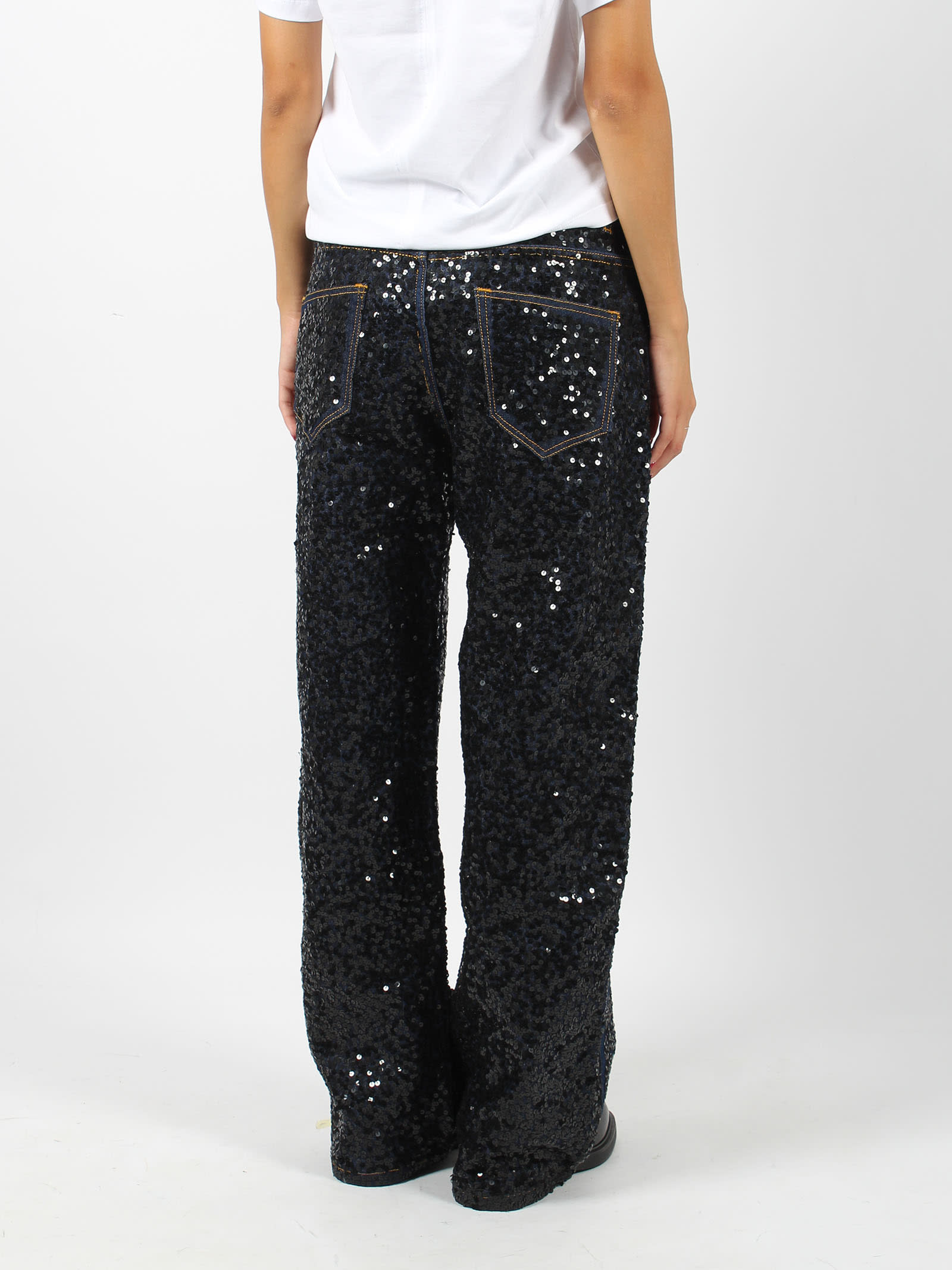 Shop P.a.r.o.s.h Guff Paillettes Jeans In Blue