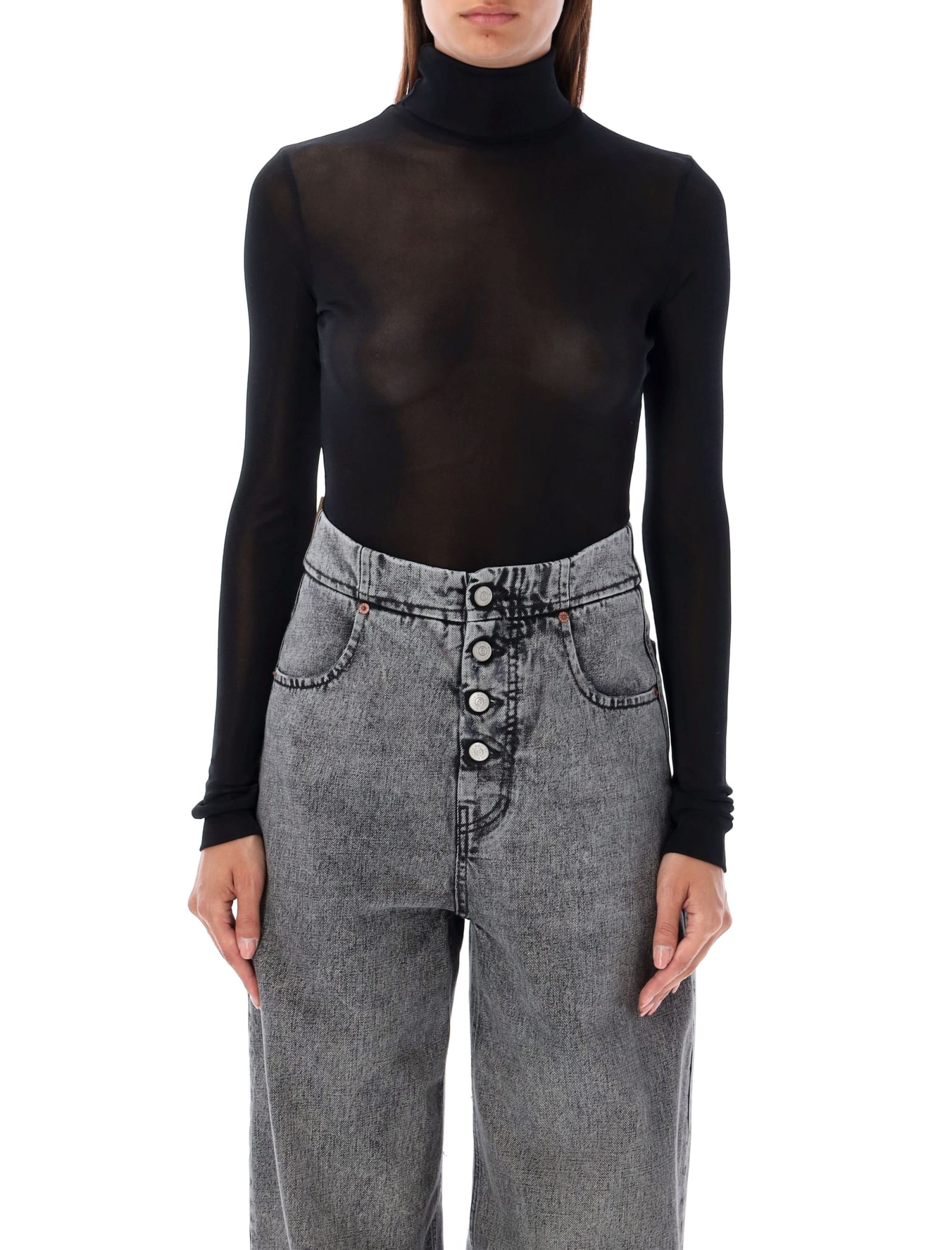 Shop Maison Margiela Body High Neck In Black