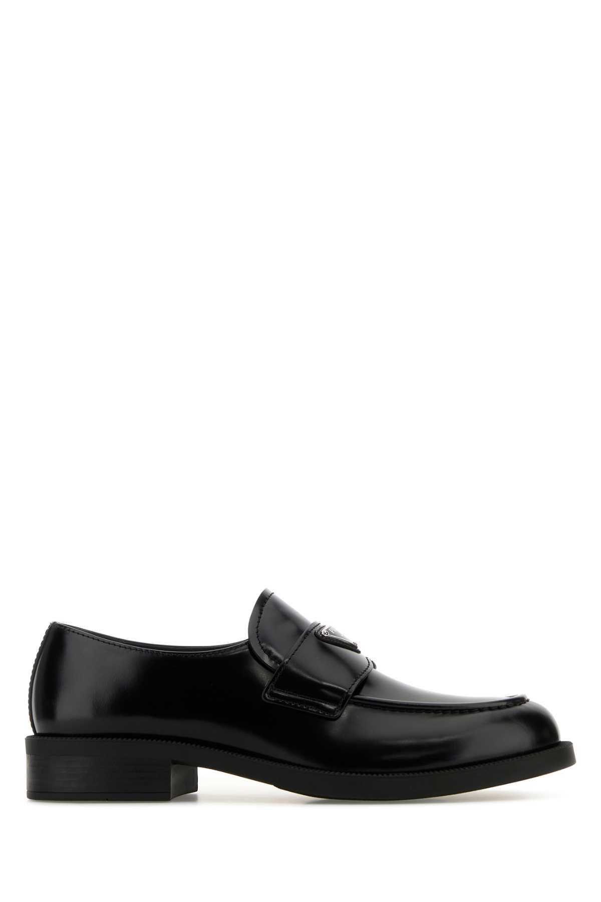 Shop Prada Black Leather Loafers In Nero