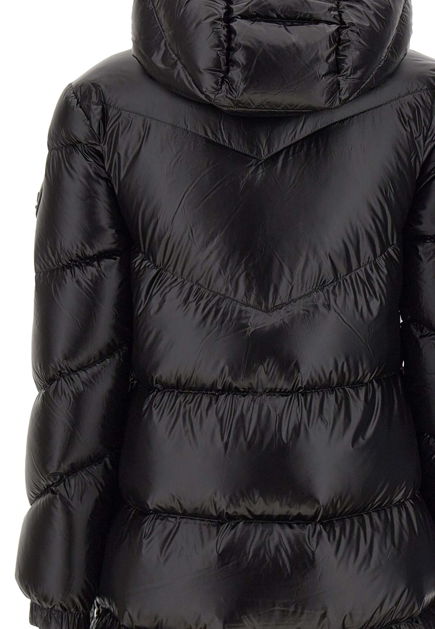 Woolrich Black Nylon Long Down Jacket In Black