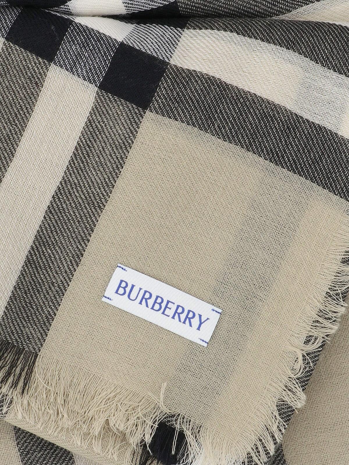 Shop Burberry Check Wool Scarf In Green