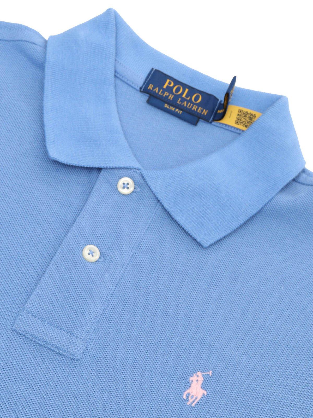 Shop Ralph Lauren Logo Embroidered Short-sleeved Polo Shirt In Azzurro