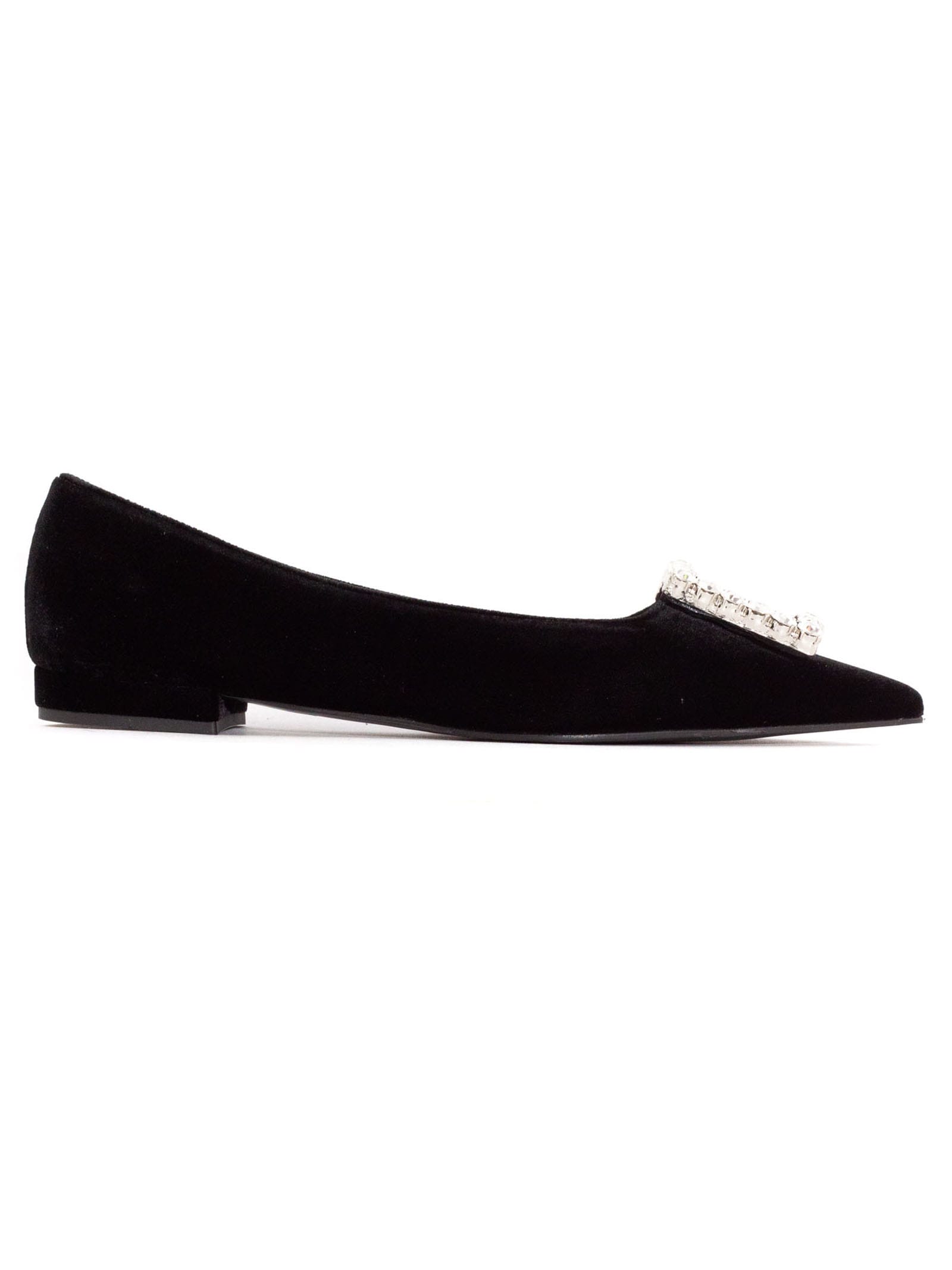 Amaia Black Velvet Ballerina Shoes