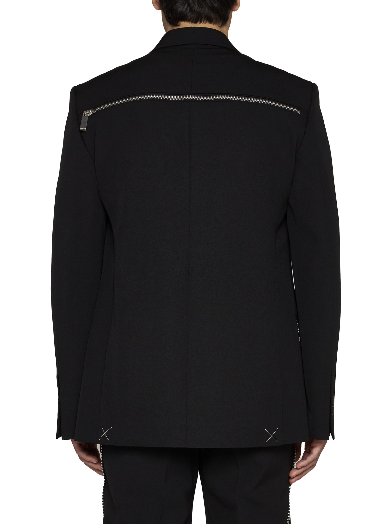 Off-white Virgin Wool Double-breasted Blazer In Black