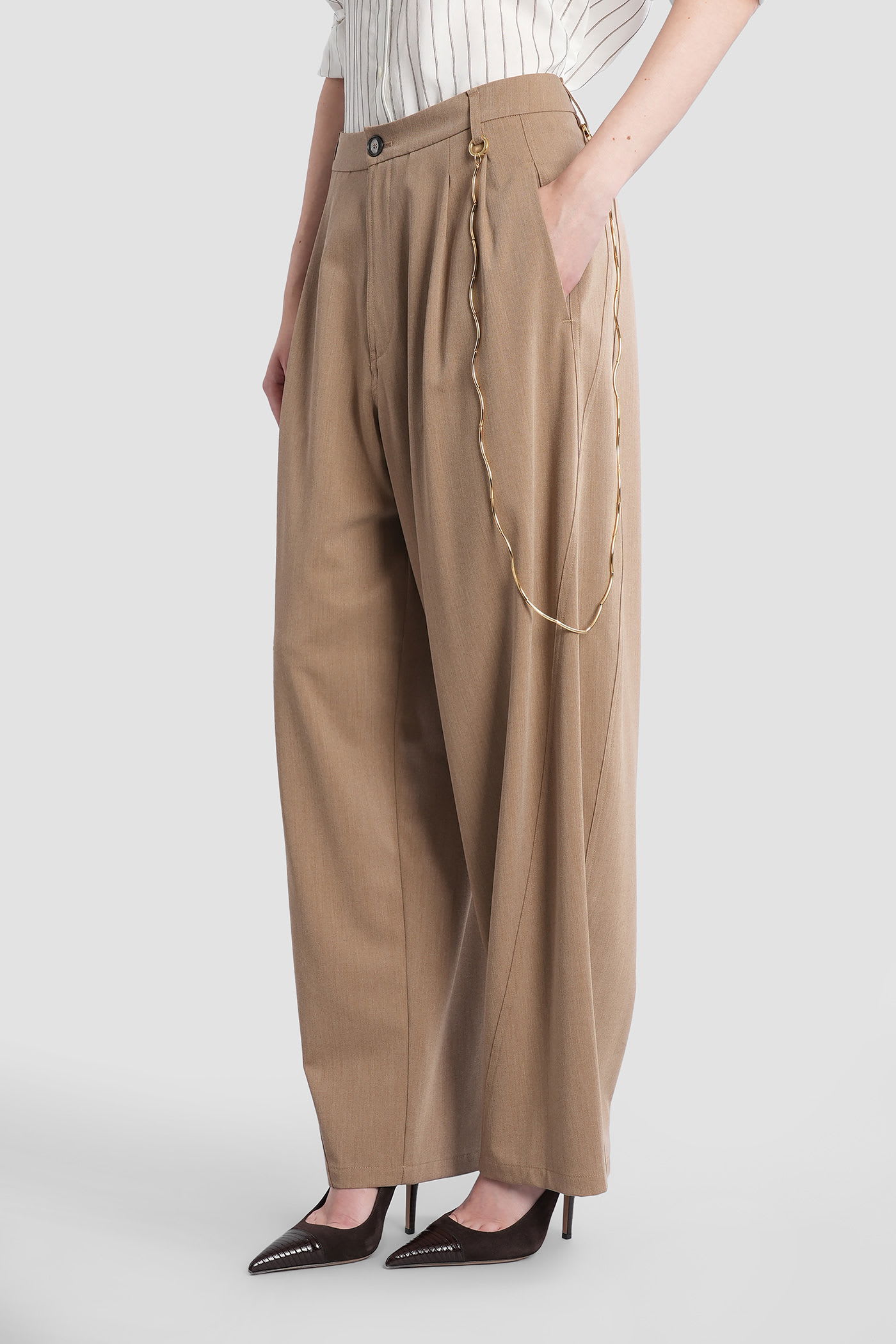 Darkpark Phebe Pants In Camel Polyester In Brown