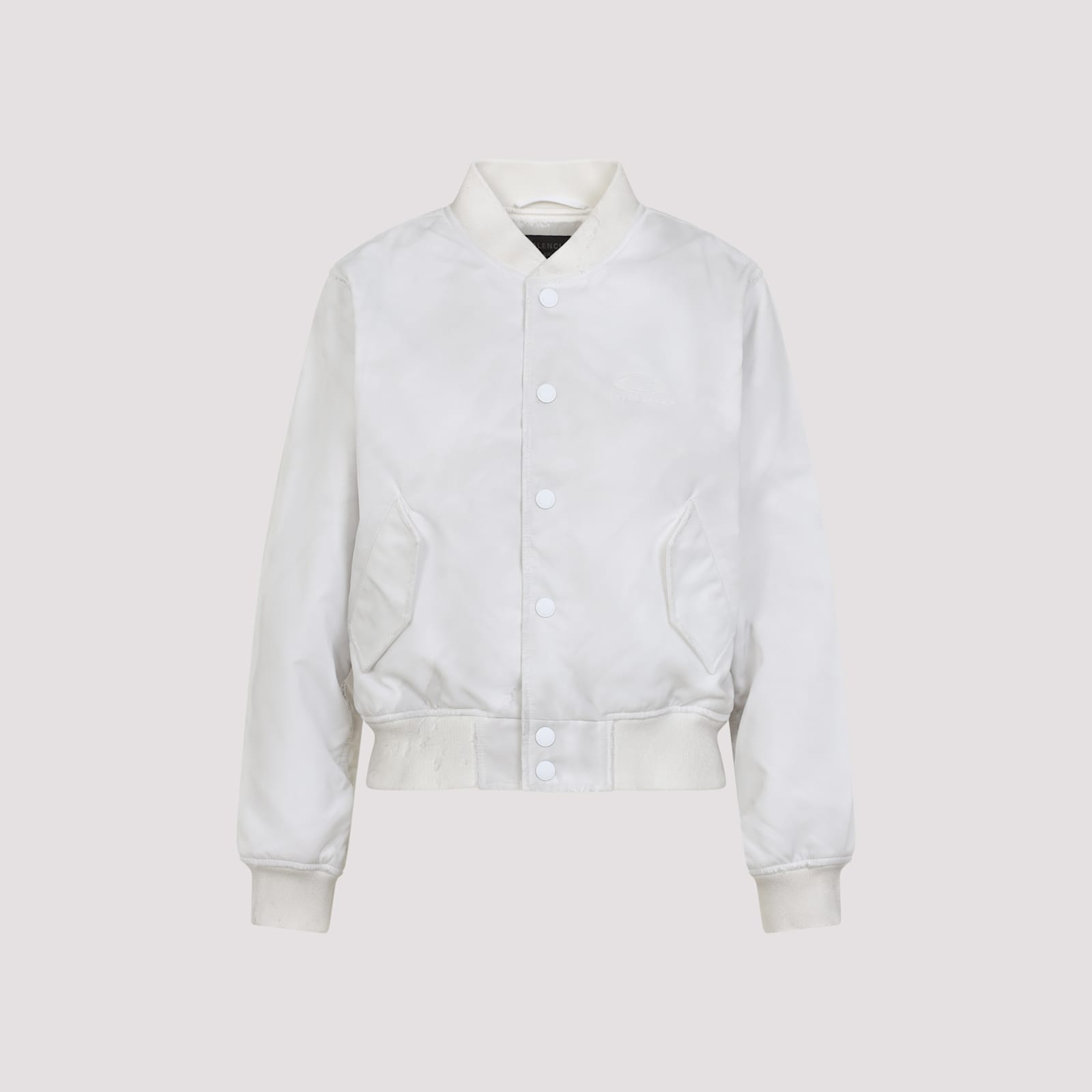 Balenciaga Shrunken Varsity Jacket Ribbed Cuffs In White