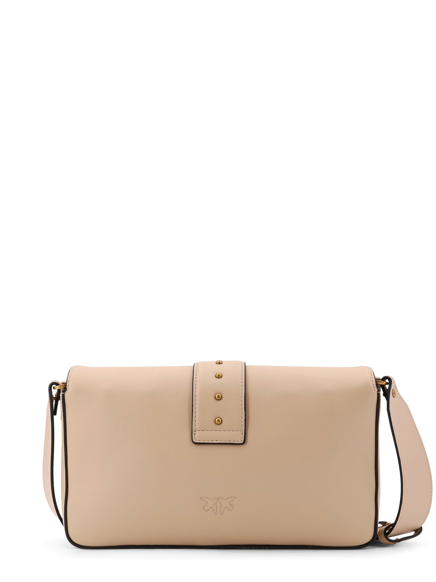 Shop Pinko Love One Classic Shoulder Bag In Beige