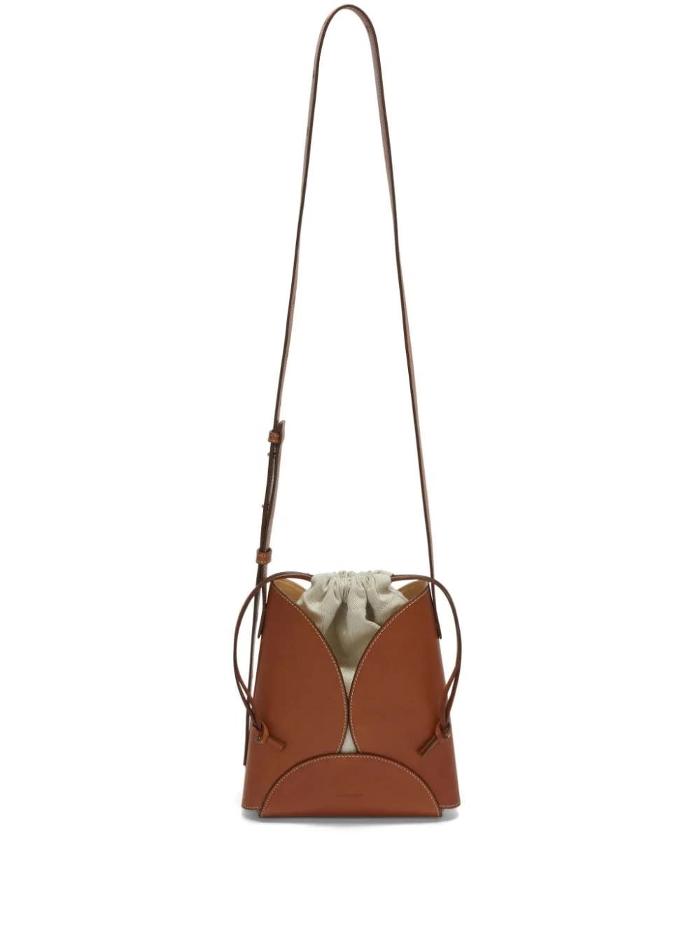 Shop Jil Sander Tan Small Curve Shoulder Bag In Brown